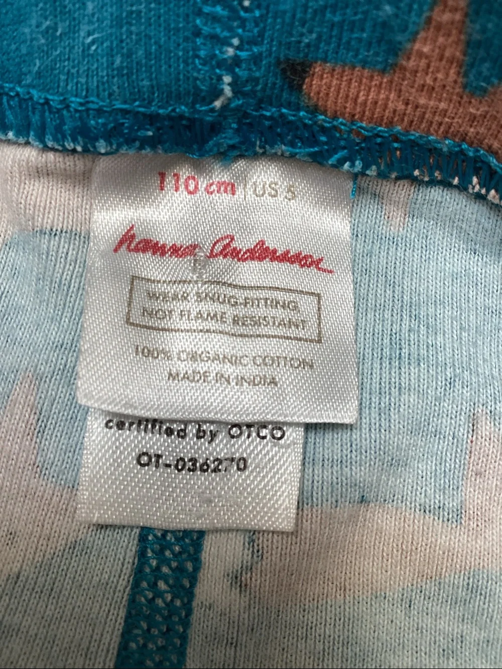 Hanna Andersson fox print long john pajama set size 5